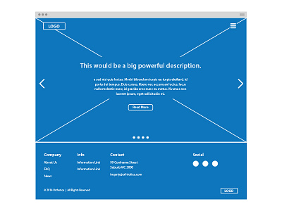 Landing Page Wireframe blue layout presentation rough web wireframe