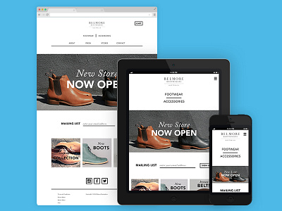 Belmore Bootmakers design ecommerce hero image responsive shoes typography ui web