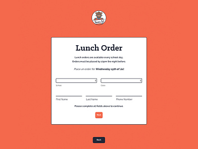 Lunch Order Section app beaver design flat lunch school typography ux vector web