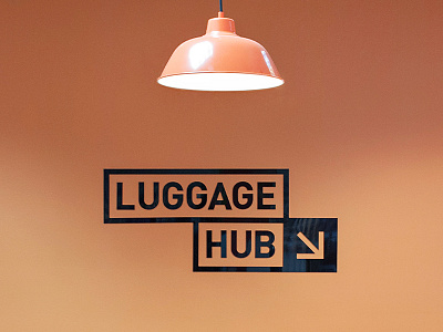 Luggage Hub Signage brand logo luggage orange. perspex sign signage
