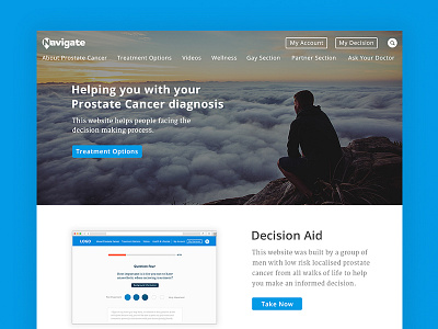 Navigate | Prostate Decision Aid Landing Page button hero image landing page ui ux web