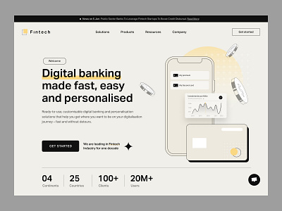 Fintech company Landing page branding design illustration ui ui design uiux ux website