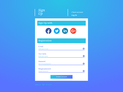 For the challenge "Daily UI". N 001 "Sing Up page"