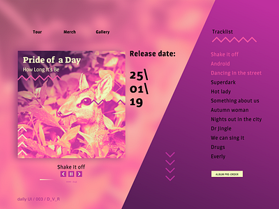 For the challenge "Daily UI". N 003 "Landing page" 003 challenge cover d v r dailyui figma gradient music band release album violet webdesign