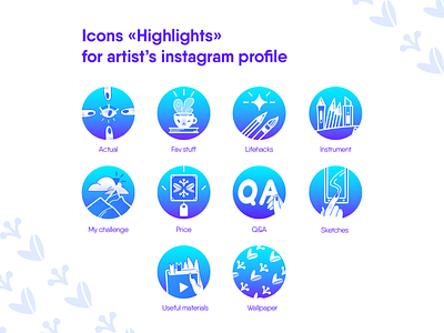 Icons «Highlights» for my art instagram adobeillustator artistaccount d v r icon design icon set iconography icons instagram ui