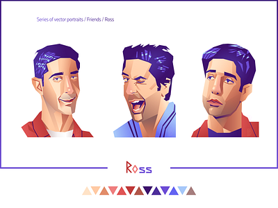 "Friends. Ross" 90s character d v r fanart friends portrait portraits ross ross geller tv show vector vector art vector portrait