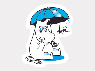 Angry Moomintroll angry cute design fuck fuck off fuck you humor illustration minimal moomintroll mummy sticker stickers tovejansson troll trolls иллюстрация