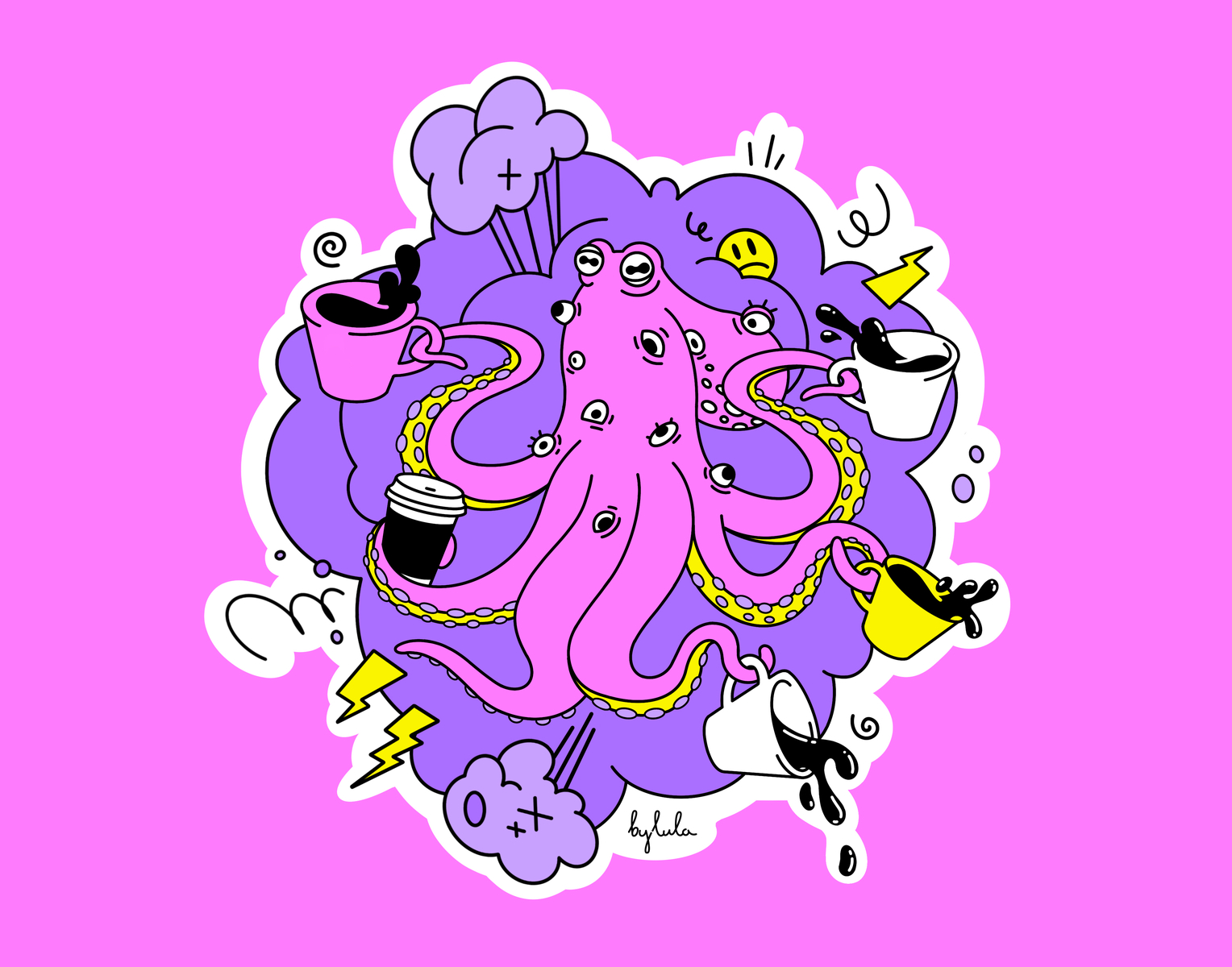 Coffee addicted Octopus by Lula Dmitrieva on Dribbble