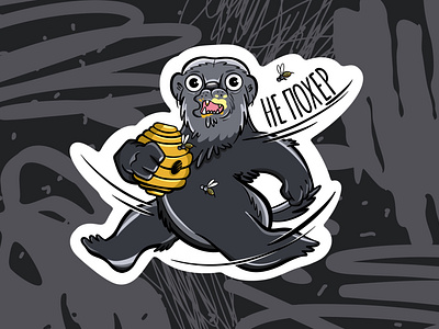 Honey badger bloodthirsty cartoon stickers