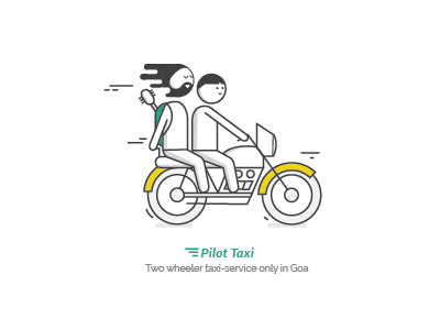 Pilot Taxi bike cartoon illustration line art motorbike taxi