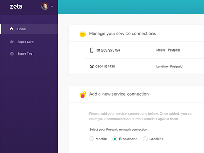 Manage Service connection page