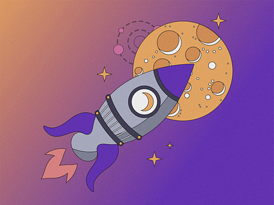 Rocket Illustration design designer illustration israel moon moonlight rocket space stars