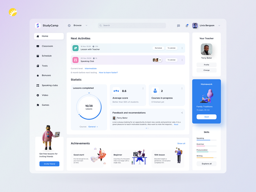 StudyCamp - Web UI by Aleksey Fursa for Andersen Design on Dribbble