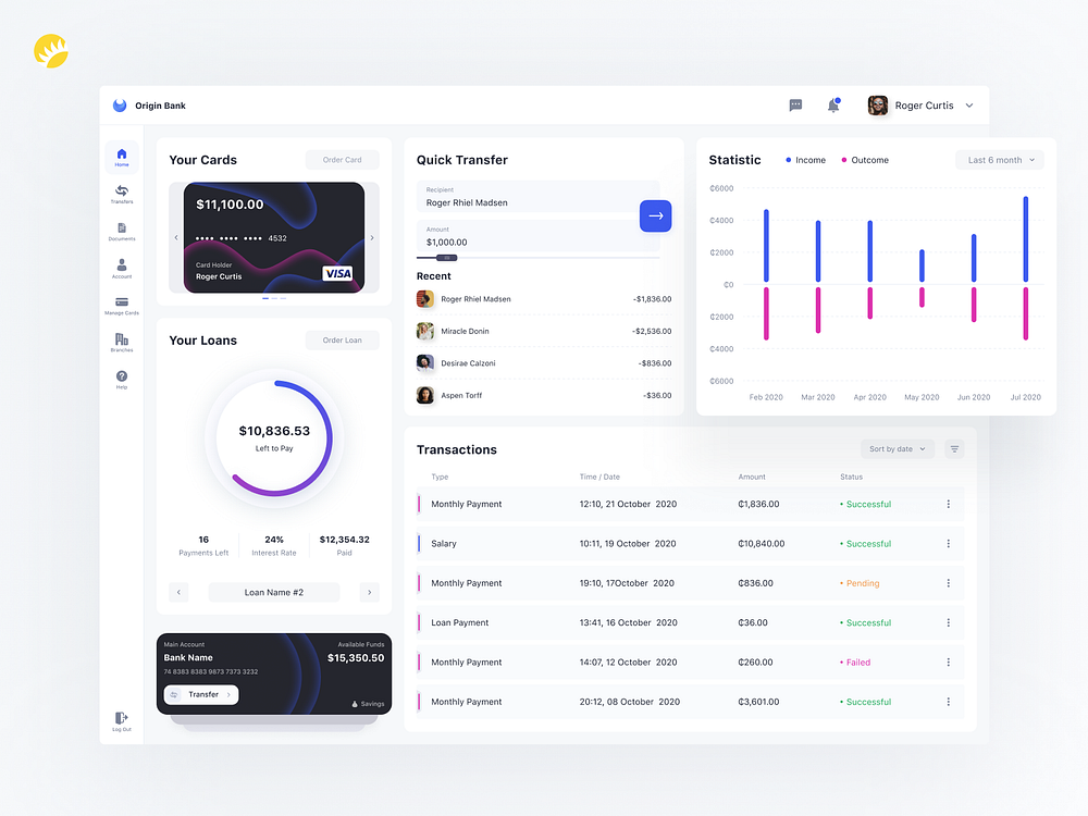 Original Bank - Dashboard by Aleksey Fursa for Andersen Design on Dribbble