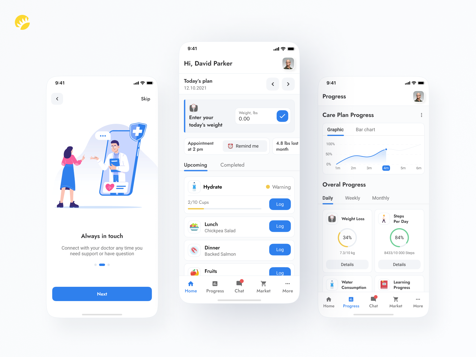 Weight tracker app design concept by Aleksey Fursa for Andersen Design