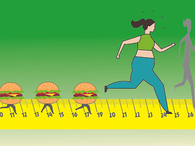 Fat Woman Running 01 creative flat design illustration