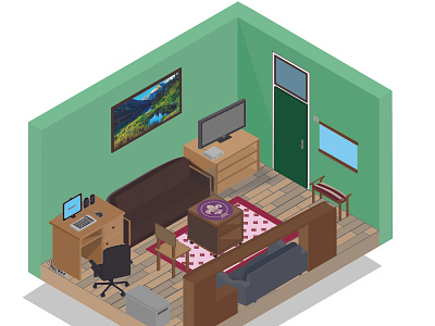 Room Isometric creative illustration art isometric art