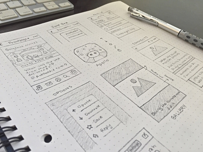 Sketches for Apollo apollo app graphgear ios iphone mobile notebook pencil prototyping reddit sketch wireframe