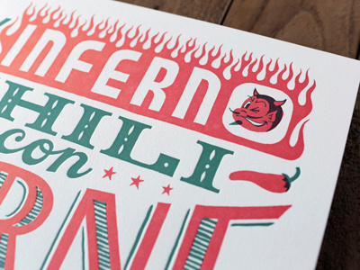 Chili chili con carne devil illustration lettering letterpress