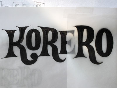 Korero lettering logo sketch