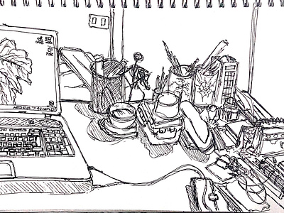 Lazy Hazy Fingers Sketching..Part of Desk 04 design drawing illustration illustration art ink