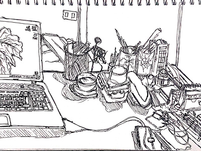 Lazy Hazy Fingers Sketching..Part of Desk 04
