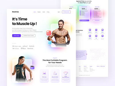 Muscle Up - Fitness Landing Page clean ui exercise fitness gym health landing page lifestyle muscle training typography ui ui design ux web design website workout