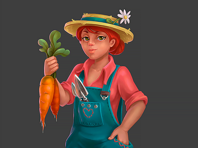 Girl with carrot 2d art casualgames charactedesign design drawing illustration