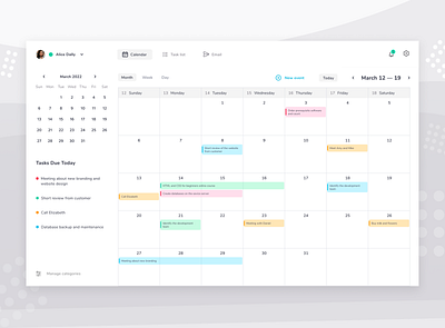 calendar calendar dashboad design interface organizer task manager ui user interface ux