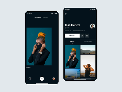 Browse - Photos Interaction ales nesetril animation scroll background browse browse ios clean dark dark app dark ui discover free download photo gallery photography principle principle animation simple sketch sketch file