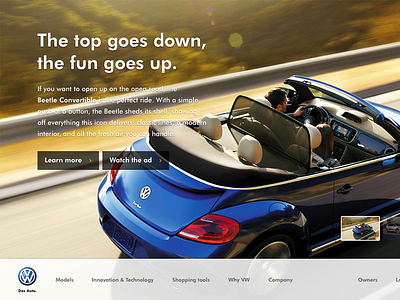 Volkswagen Redesign Teaser beetle blur bottom menu futura redesign thumbnails volkswagen vw white