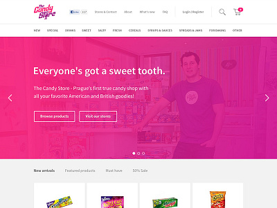 The Candy Store Website - Homepage Design Concept candy concept eshop gradient pink shop store sweet website white