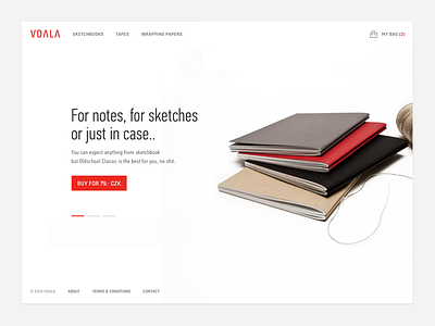 Voala Homepage bag cart clean minimalistic notebook red shop sketchbook store voala white whitespace