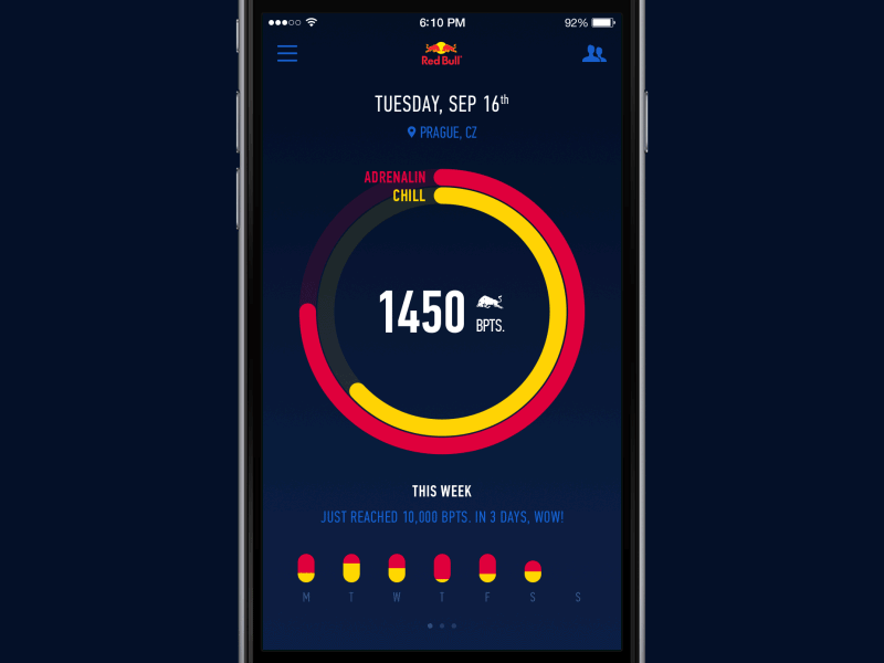 Activity Graph [iOS App Concept] activity adrenalin dark fitness graph iphone6 nike points red bull score sports tracking