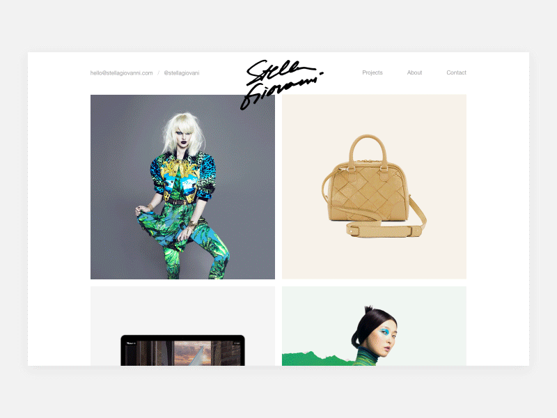 Stella Giovanni - Intro agency website ales nesetril grid handwriting logo animation minimal agency minimal site stellagiovanni white webdesign