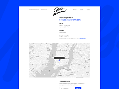 Stella Giovanni - Contact agency website ales nesetril black and white contact page grid map minimal agency minimal site stellagiovanni white webdesign