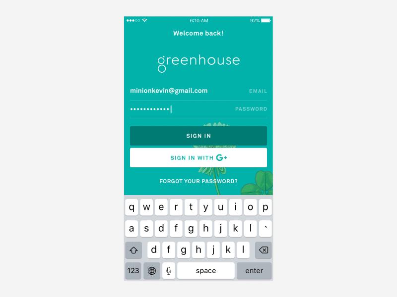 Greenhouse for iOS - Login Animation ales nesetril dashboard fixed button fixed menu greenhouse ios dashboard ios login login login animation login screen strv strvcom