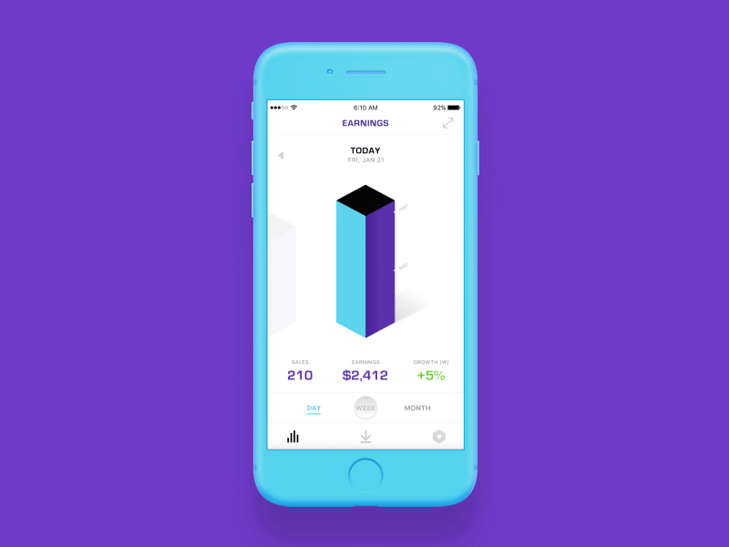 Fintech iOS App Concept analytics chart concept data finance fintech graph ios overview purple sales