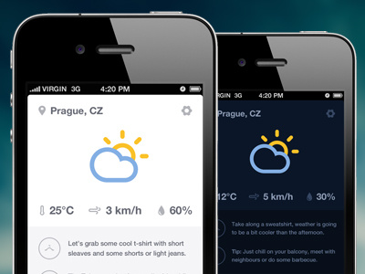 Weather App concept app clothes clothing day dress up forecast ios iphone night weather