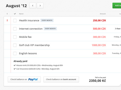 Overview of payments