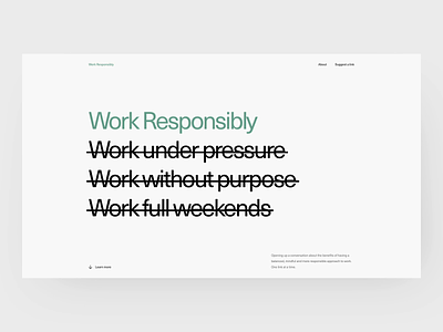 Work Responsibly - About about about page about section about us about us page ales nesetril anxiety awwwards clean layout focus mindfulness minimal about motivation productivity sleep story stress typography wallpapers work responsibly