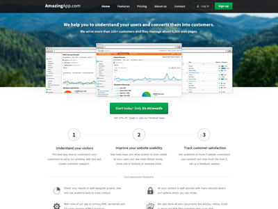 Web App Template (PSD included) analytics app button buy download green gumroad psd template theme web web app whitespace