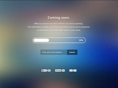 Tube - Landing page/coming soon page blur background coming soon creative market input field landing page progress progress bar social buttons submit tube