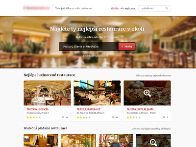 Restaurant catalogue site WIP blur catalogue comments czech grid red restaurant search stars zoom