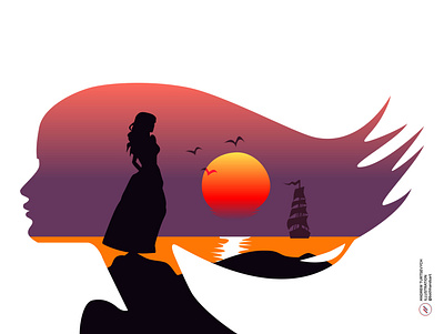 Silhouette, Sunset, Vector From Stock Archive art doubleexposure illustration minimalism romance vector