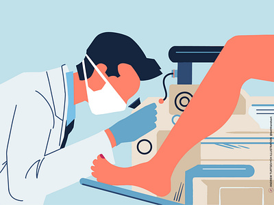 Gynecologist examining a patient, stock illustration