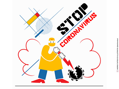 Stop Coronavirus, Bauhaus Style Banner