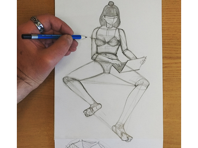 Sketching How Freelancer Works animator art charachter freelance illustration illustrator notebook person pose quarantine sitting swimsuit woman work