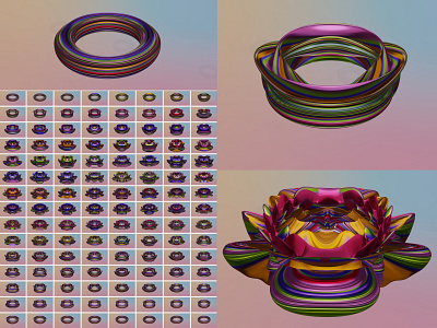 Turning Torus Inside Out Through The Fourth Dimension 4d animation art blender 3d cgi creative flower math metal render texture topology ui