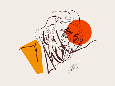 Dali-Einstein, Continuous Line With Geometric Colors